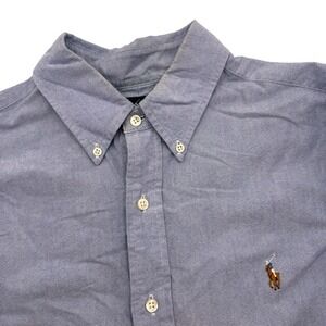 Polo Ralph Lauren Men's Large Classic Fit Chambray Blue Button Up L/S Flesh Pony